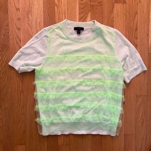 J.CREW Ruffled Tulle Green Sweater